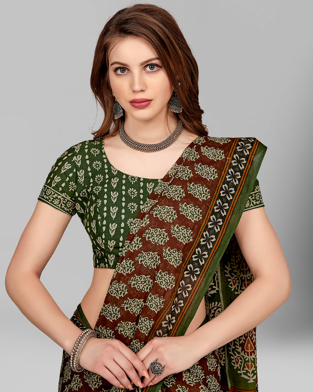 Pure Cotton Printed Mulmul Saree for Women with Blouse Piece