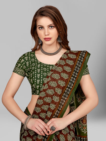 Pure Cotton Printed Mulmul Saree for Women with Blouse Piece
