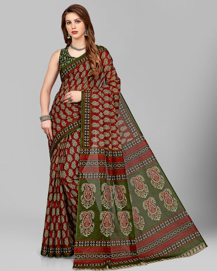Pure Cotton Printed Mulmul Saree for Women with Blouse Piece