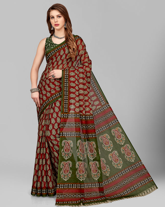 Pure Cotton Printed Mulmul Saree for Women with Blouse Piece