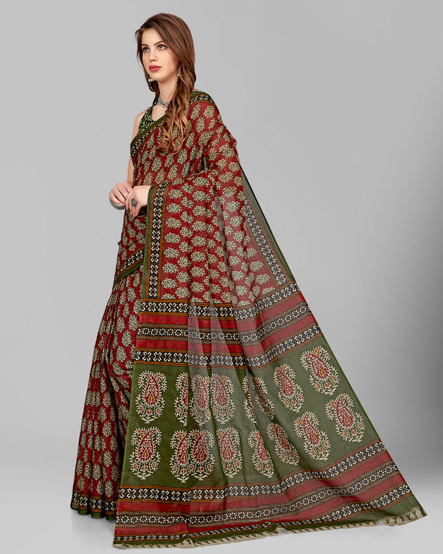 Pure Cotton Printed Mulmul Saree for Women with Blouse Piece