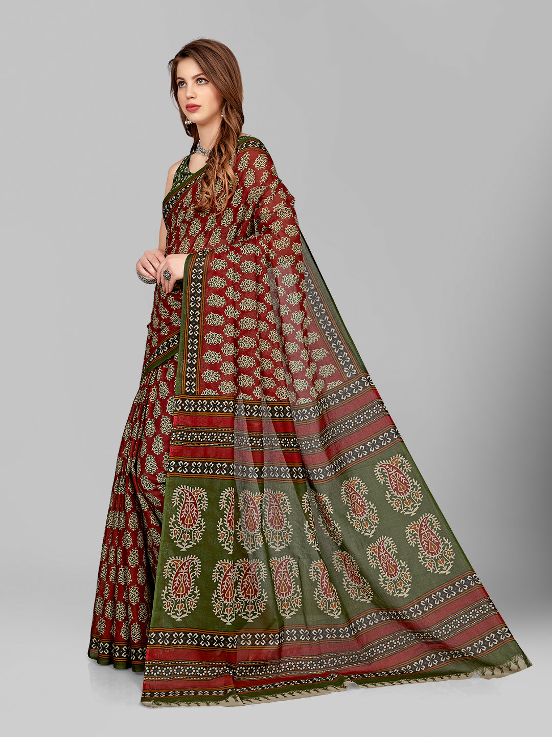 Pure Cotton Printed Mulmul Saree for Women with Blouse Piece