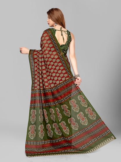 Pure Cotton Printed Mulmul Saree for Women with Blouse Piece