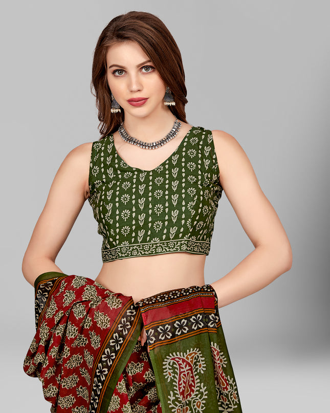 Pure Cotton Printed Mulmul Saree for Women with Blouse Piece