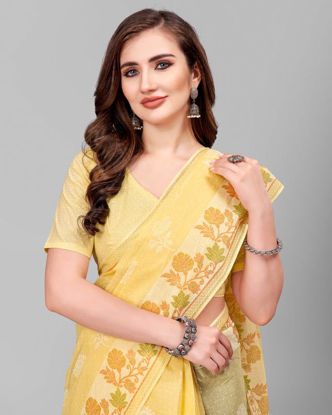 Pure Cotton Printed Mulmul Saree for Women with Blouse Piece