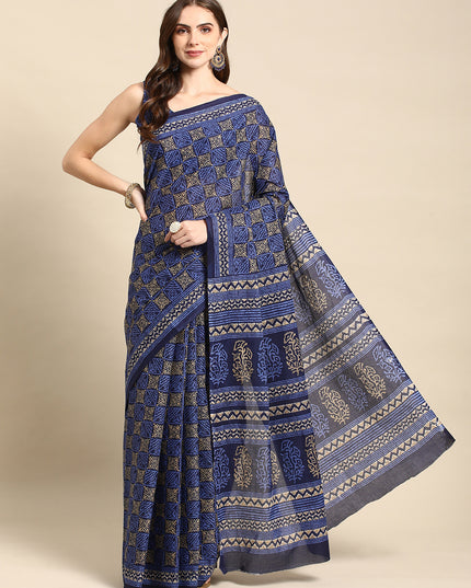 Pure Cotton Printed Mulmul Saree for Women with Blouse Piece