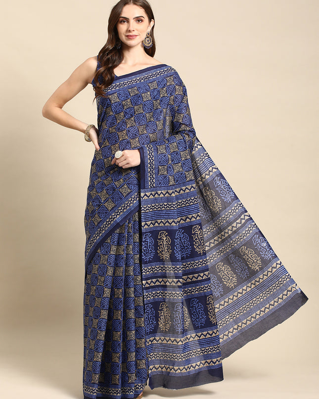 Pure Cotton Printed Mulmul Saree for Women with Blouse Piece