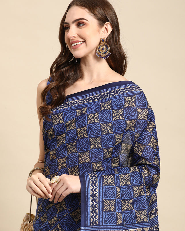 Pure Cotton Printed Mulmul Saree for Women with Blouse Piece