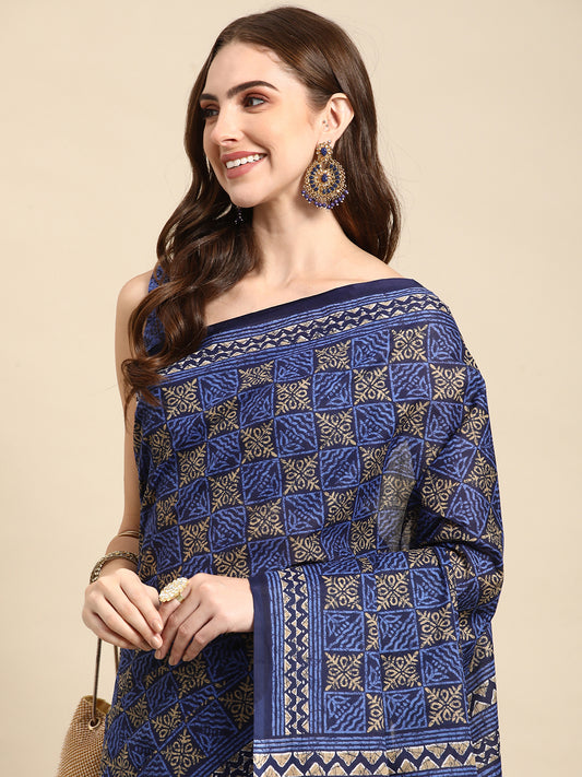 Pure Cotton Printed Mulmul Saree for Women with Blouse Piece