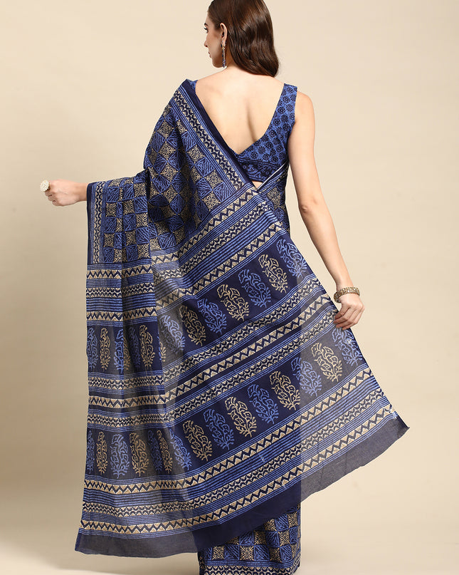 Pure Cotton Printed Mulmul Saree for Women with Blouse Piece