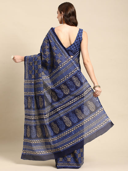 Pure Cotton Printed Mulmul Saree for Women with Blouse Piece