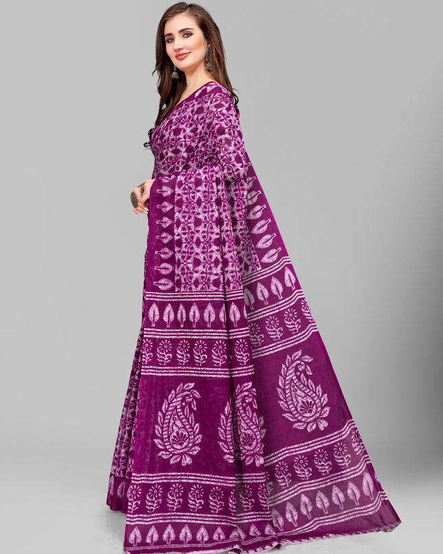 Pure Cotton Printed Mulmul Saree for Women with Blouse Piece