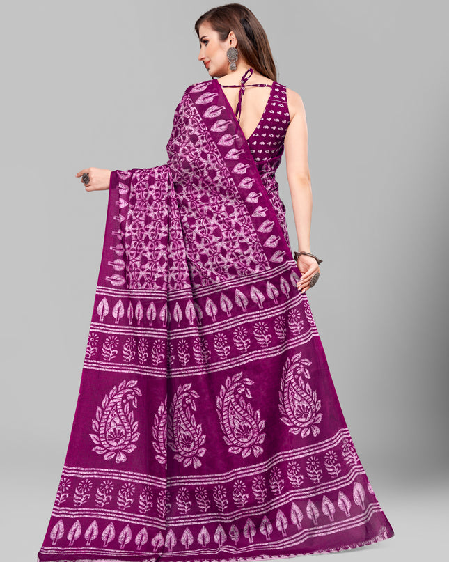 Pure Cotton Printed Mulmul Saree for Women with Blouse Piece