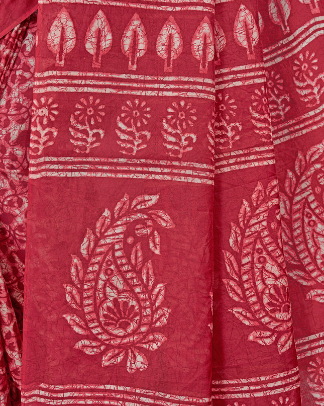 Pure Cotton Printed Mulmul Saree for Women with Blouse Piece