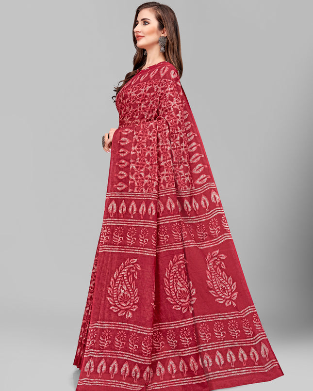 Pure Cotton Printed Mulmul Saree for Women with Blouse Piece