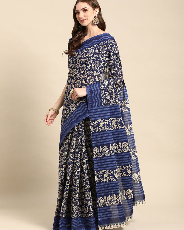 Pure Cotton Printed Mulmul Saree for Women with Blouse Piece