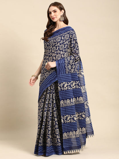 Pure Cotton Printed Mulmul Saree for Women with Blouse Piece