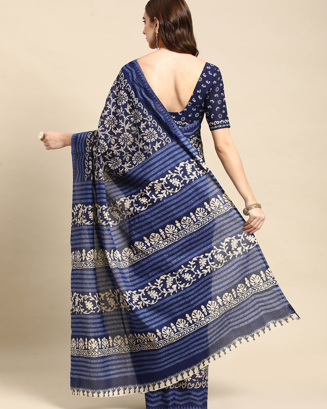 Pure Cotton Printed Mulmul Saree for Women with Blouse Piece