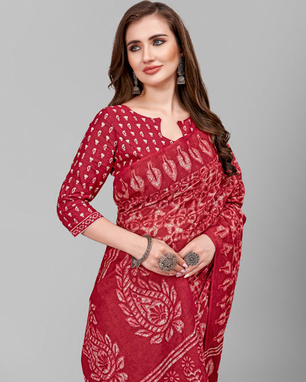Pure Cotton Printed Mulmul Saree for Women with Blouse Piece