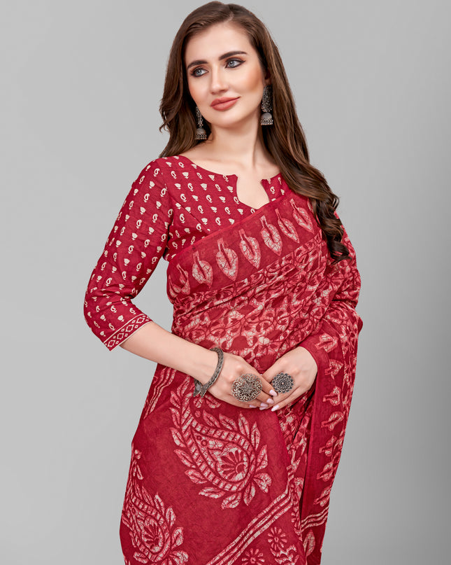 Pure Cotton Printed Mulmul Saree for Women with Blouse Piece
