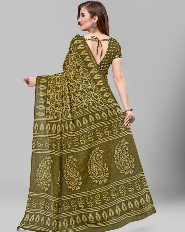 Pure Cotton Printed Mulmul Saree for Women with Blouse Piece
