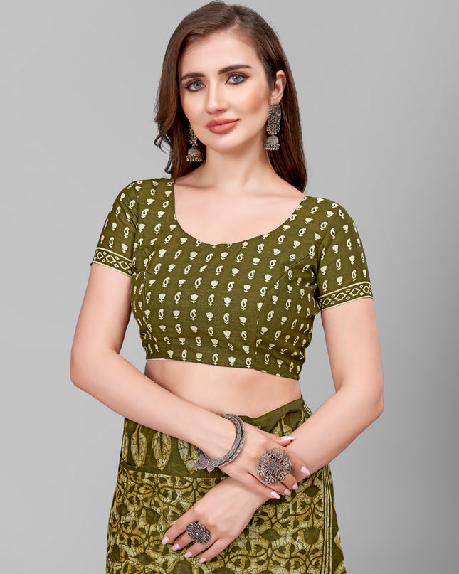 Pure Cotton Printed Mulmul Saree for Women with Blouse Piece