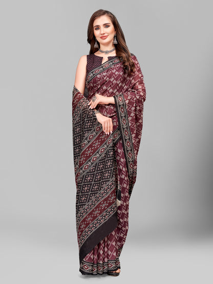 Pure Cotton Printed Mulmul Saree for Women with Blouse Piece