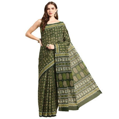 Pure Cotton Printed Mulmul Saree for Women with Blouse Piece