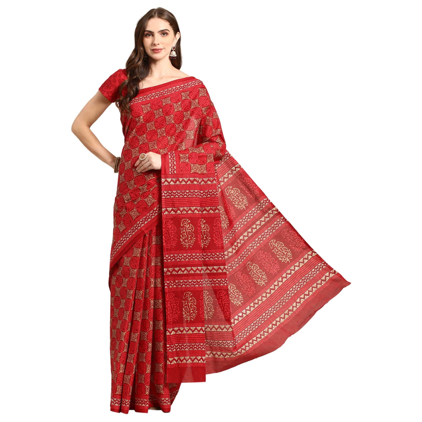 Pure Cotton Printed Mulmul Saree for Women with Blouse Piece