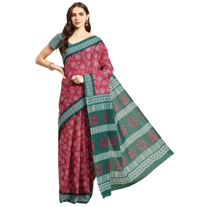Pure Cotton Printed Mulmul Saree for Women with Blouse Piece