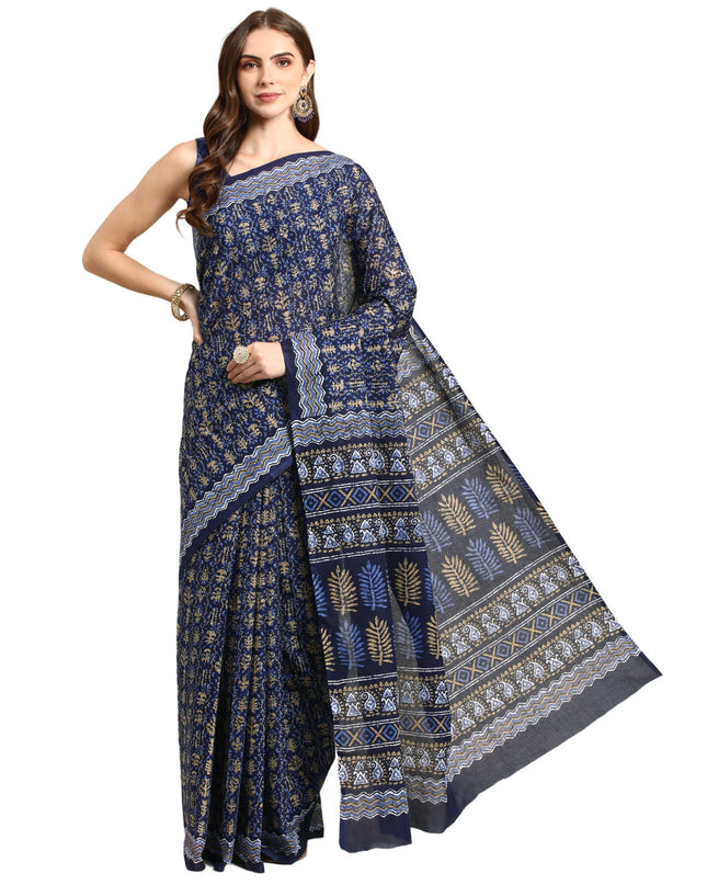 Pure Cotton Printed Mulmul Saree for Women with Blouse Piece