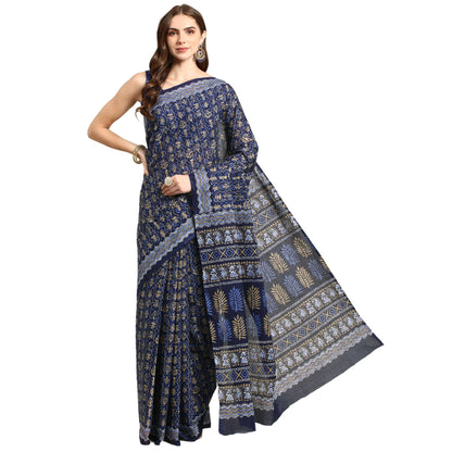 Pure Cotton Printed Mulmul Saree for Women with Blouse Piece