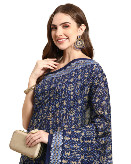 Pure Cotton Printed Mulmul Saree for Women with Blouse Piece