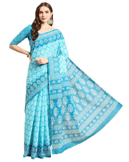 Pure Cotton Printed Mulmul Saree for Women with Blouse Piece