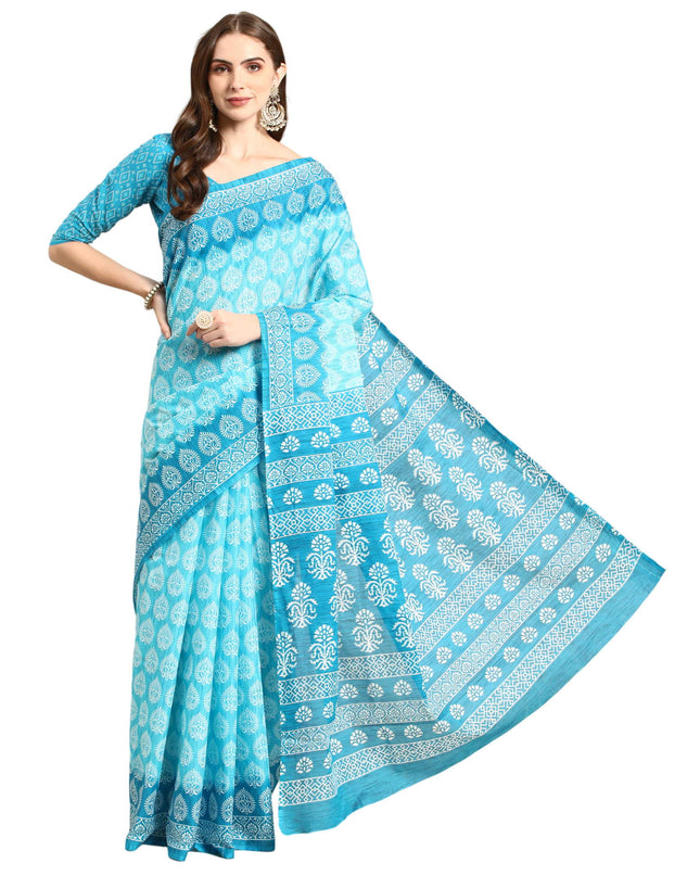 Pure Cotton Printed Mulmul Saree for Women with Blouse Piece