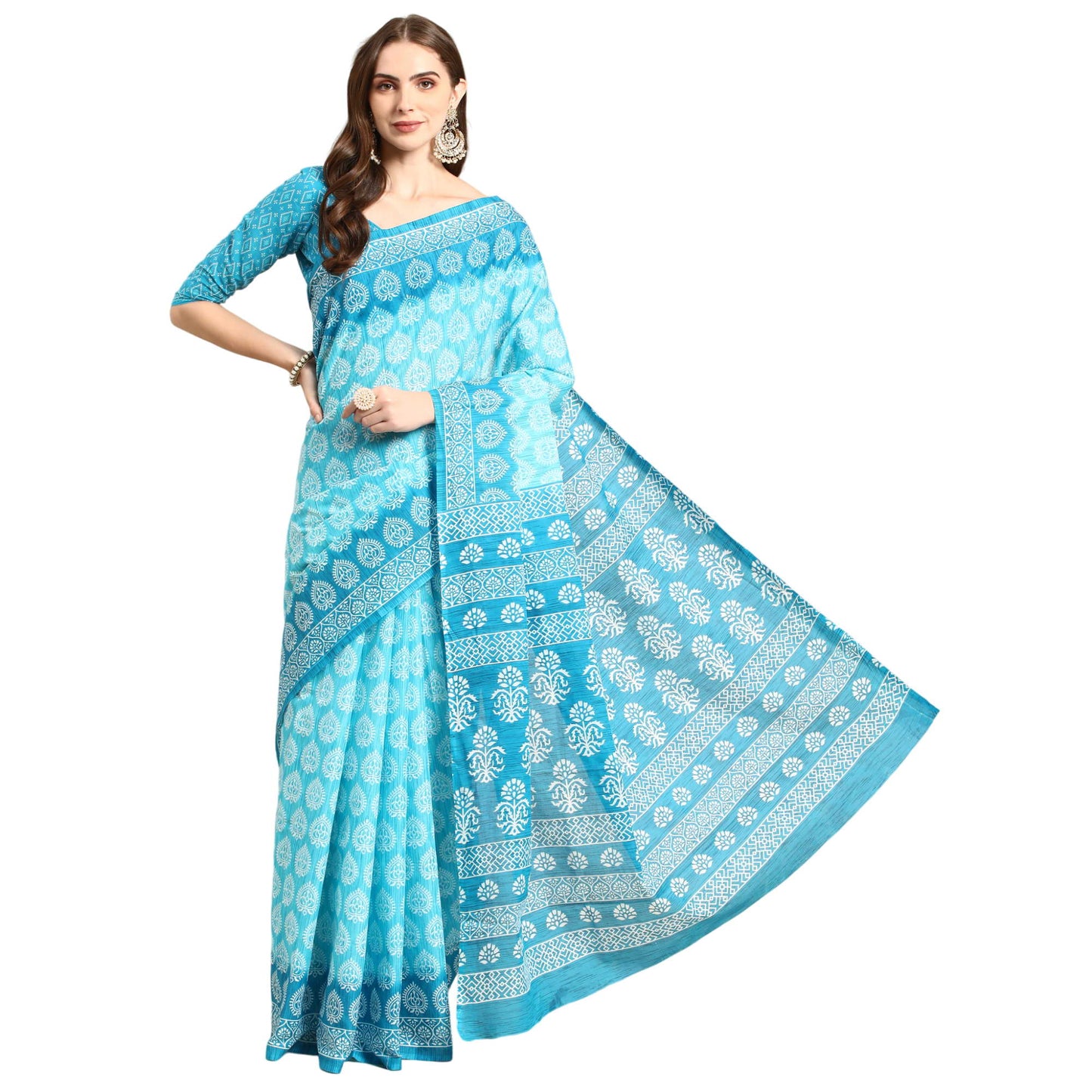 Pure Cotton Printed Mulmul Saree for Women with Blouse Piece