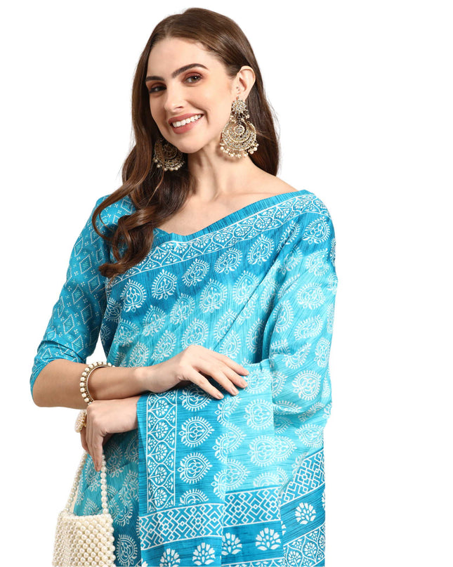 Pure Cotton Printed Mulmul Saree for Women with Blouse Piece