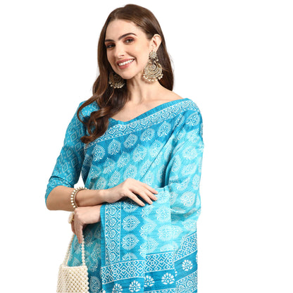 Pure Cotton Printed Mulmul Saree for Women with Blouse Piece