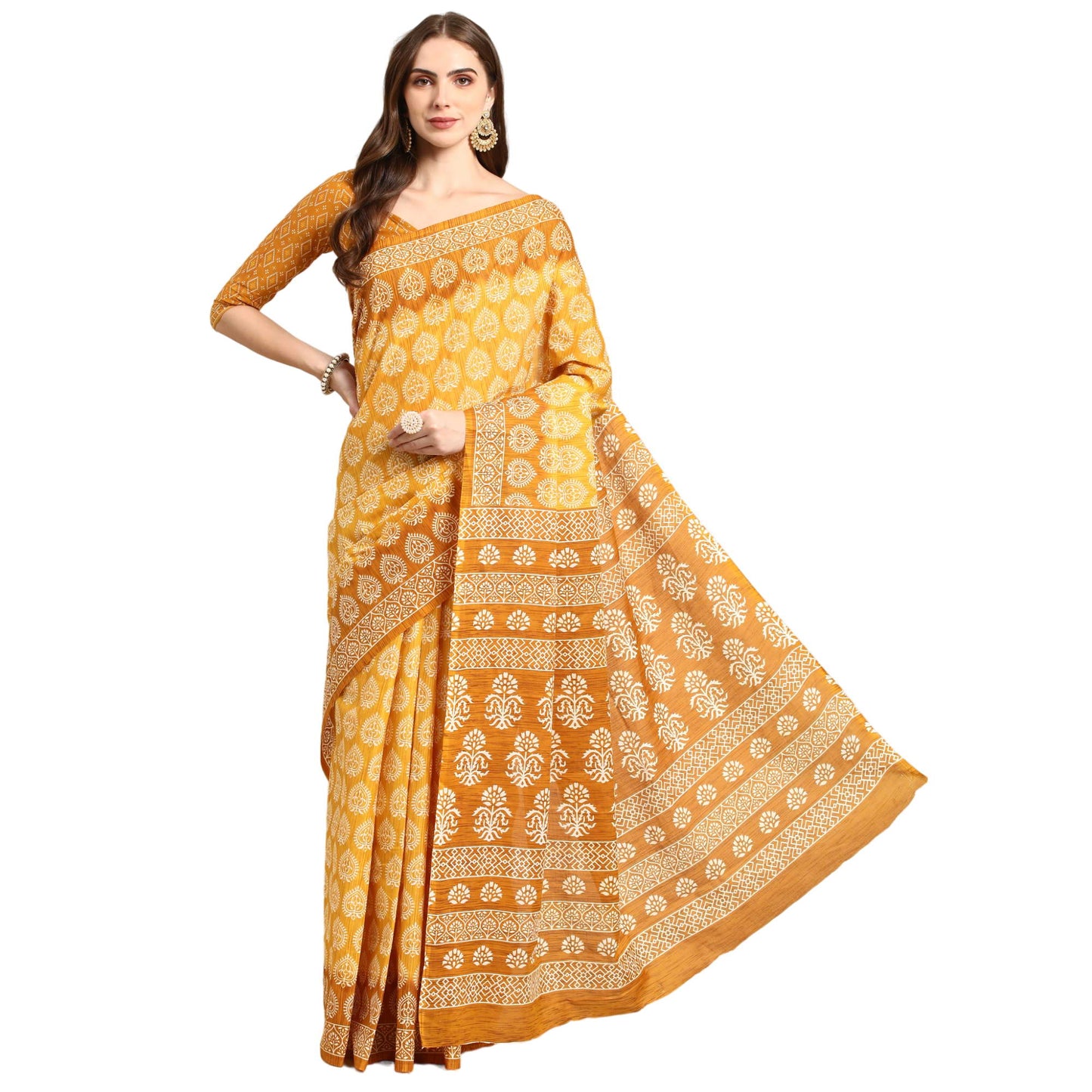 Pure Cotton Printed Mulmul Saree for Women with Blouse Piece