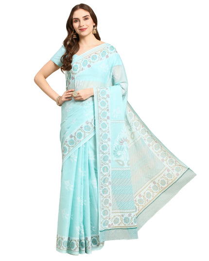 Pure Cotton Printed Mulmul Saree for Women with Blouse Piece