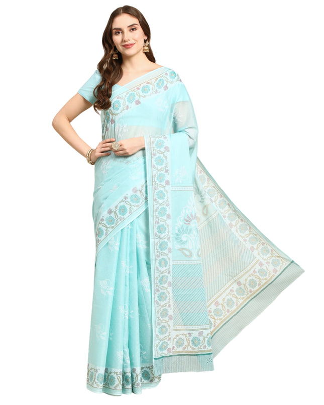 Pure Cotton Printed Mulmul Saree for Women with Blouse Piece