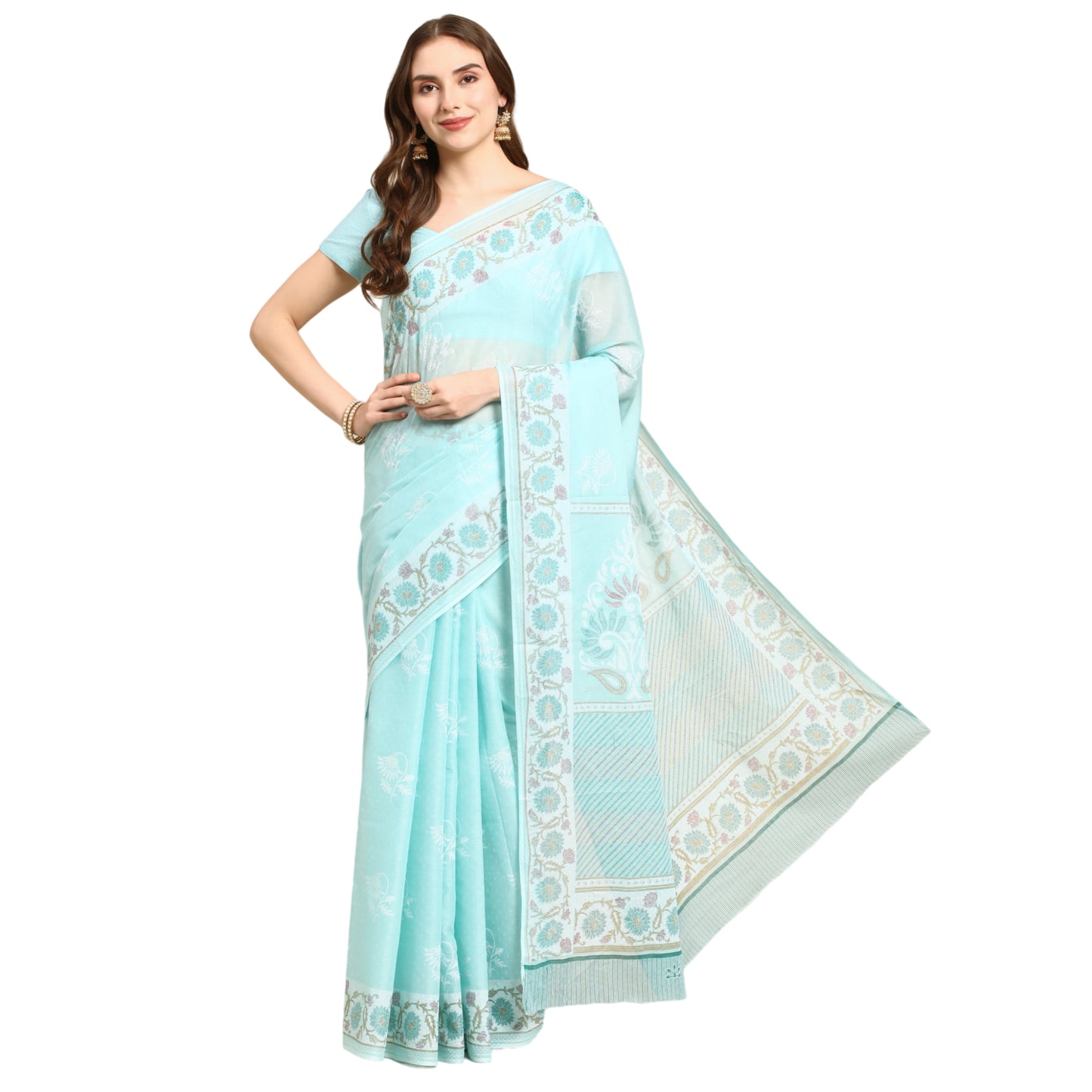 Pure Cotton Printed Mulmul Saree for Women with Blouse Piece