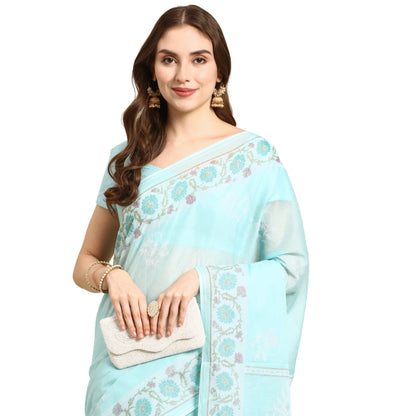Pure Cotton Printed Mulmul Saree for Women with Blouse Piece