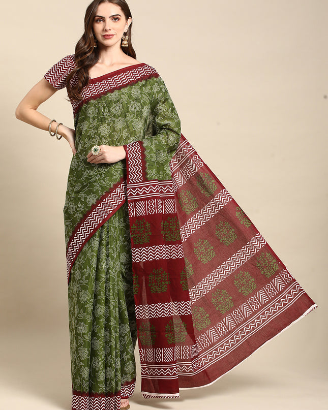 Pure Cotton Printed Mulmul Saree for Women with Blouse Piece