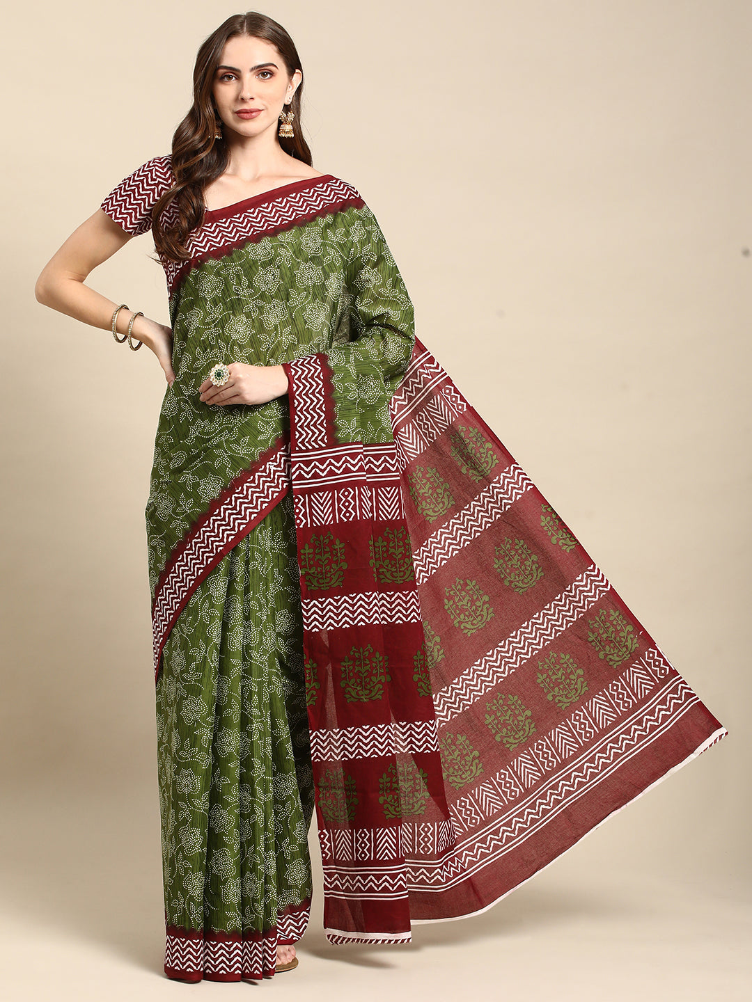 Pure Cotton Printed Mulmul Saree for Women with Blouse Piece