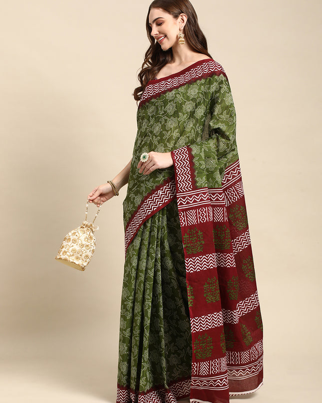 Pure Cotton Printed Mulmul Saree for Women with Blouse Piece