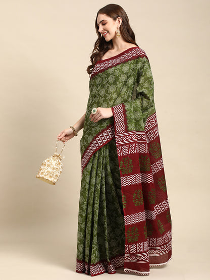 Pure Cotton Printed Mulmul Saree for Women with Blouse Piece