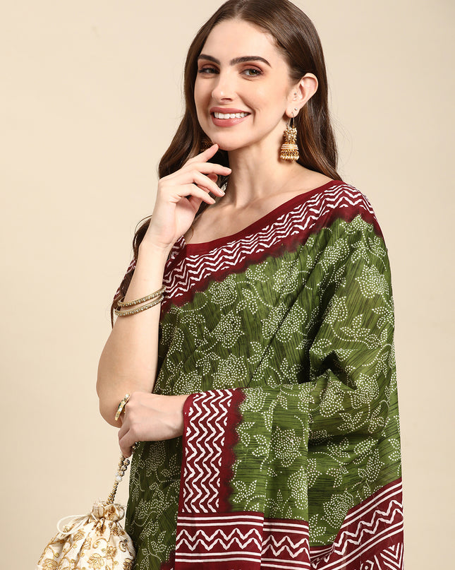Pure Cotton Printed Mulmul Saree for Women with Blouse Piece