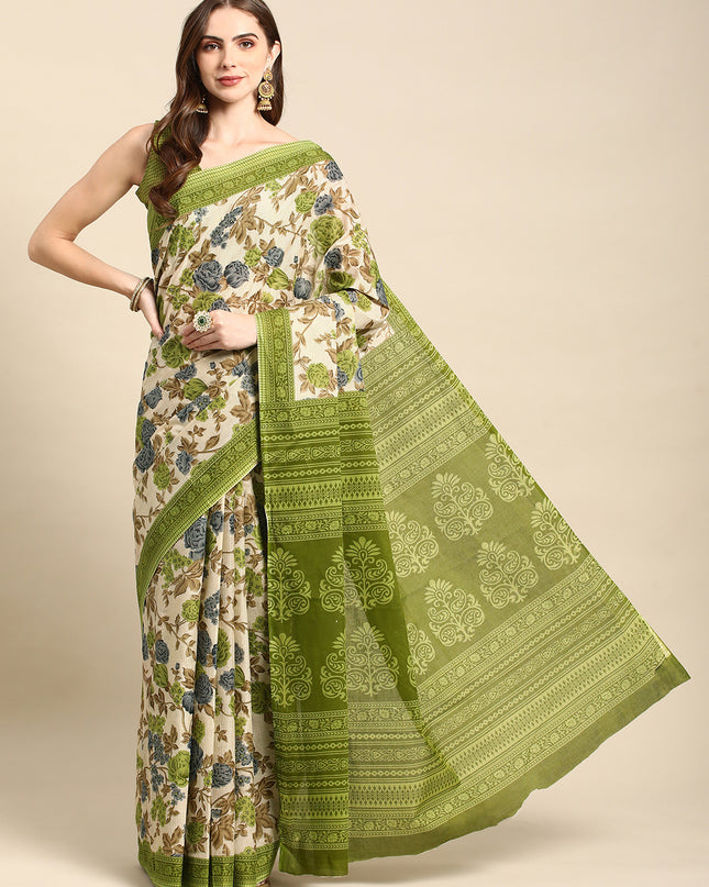 Pure Cotton Printed Mulmul Saree for Women with Blouse Piece