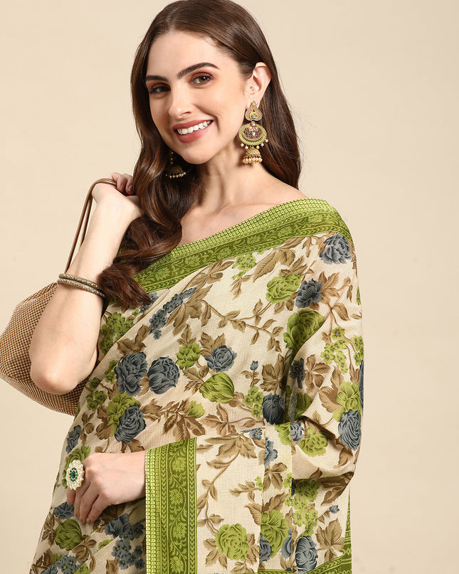 Pure Cotton Printed Mulmul Saree for Women with Blouse Piece